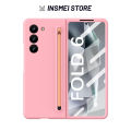 [Touch Pen & Glass Front Film] for Samsung Z Fold 6/5/4/3 Case | S Pen Slot | Ultra Thin Hard PC Cover for Galaxy Z Fold6 Fold5 Fold4 Fold3 | PINK. 