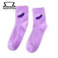 Skymountain Winter Socks Candy Color Fashion Avocado Cherry Eggplant Pattern Floor Sleeping Socks. 