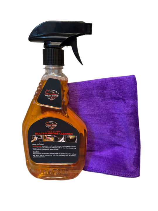 Pack of 2-Mega Shine Multi Purpose Car Cleaner with Free Microfiber Cloth/Car Care Foam