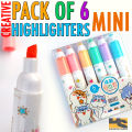 Mini Cute Pencil Shape Colourful Highlighter Markers, 6pcs/set Highlighter Pens| Cute stationary items for girls. 