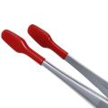 2Pcs Lab Industrial Rubber Tipped Tweezers Steel Non Marring Flat Tip Tip Steel Forceps Black and Red Tip Craft Tweezers Tools Nice Control. 