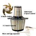 Silver Crest 3L Stainless Steel Electric Meat Chopper with Powerful 1500W Copper Motor and 6 Cutting Blades - New. 