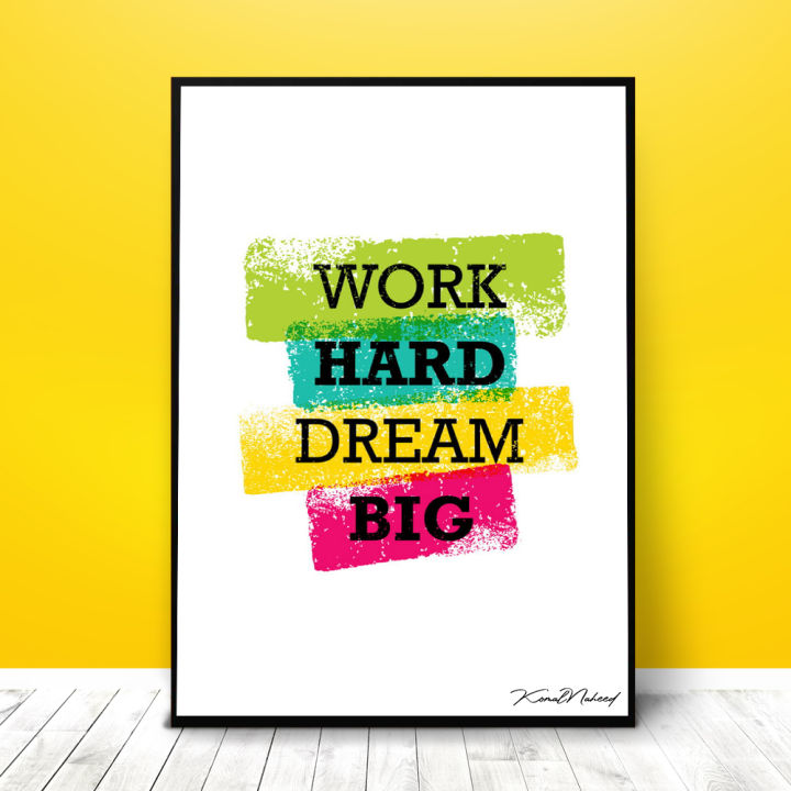 Wall Painting Work Hard Dream Big Beautiful Picture Frame Best  Wall Decor Motivational Poster Wall Art