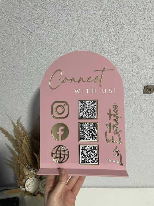 Social Media QR Code Sign | Mini QR Code Stand | Beauty Sign | Business ...