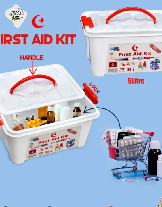 First Aid Kit Box – 5L Storage Container with Handle & Lock | Emergency ...