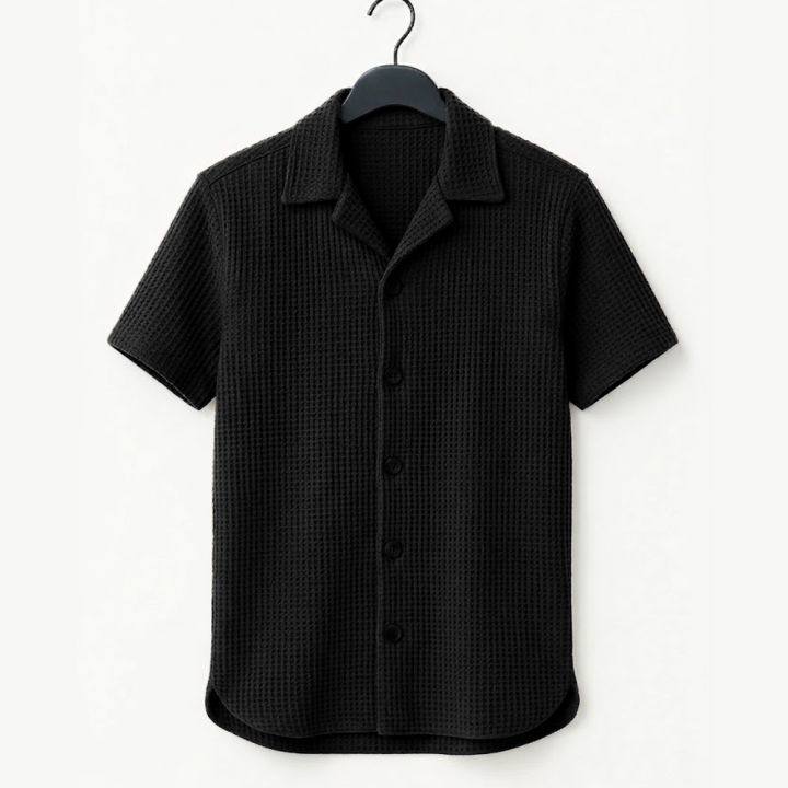 Richman%20Cuban%20Collar%20Shirt%20For%20Men%20-%20Half%20Sleeves%20Men%20Shirts%20-%20Waffle%20Knit%20Casual%20Shirts%20For%20Men%20-%20Image%202