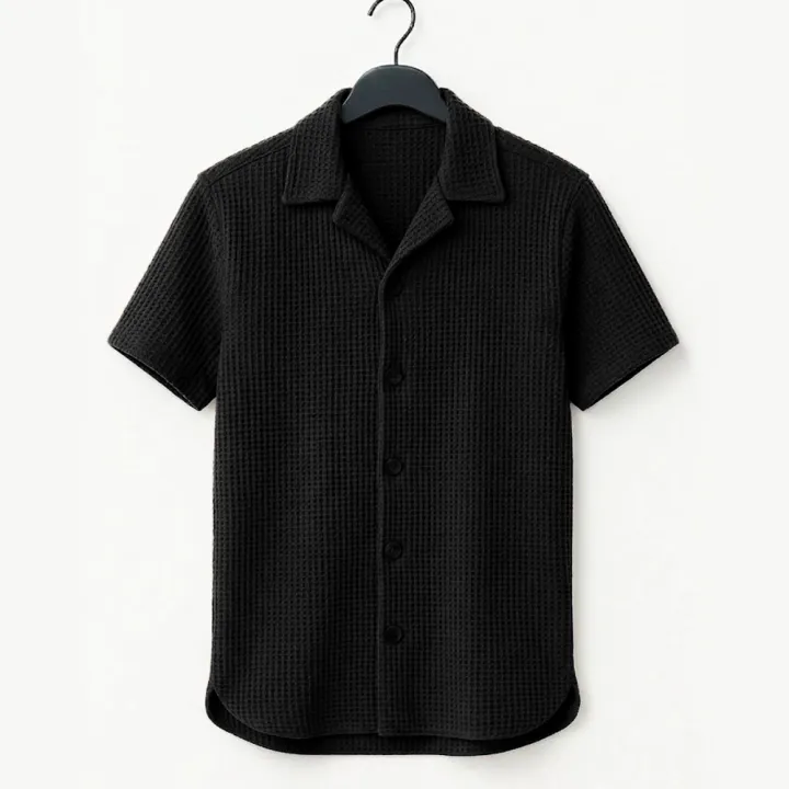 Richman%20Cuban%20Collar%20Shirt%20For%20Men%20-%20Half%20Sleeves%20Men%20Shirts%20-%20Waffle%20Knit%20Casual%20Shirts%20For%20Men%20-%20Image%202