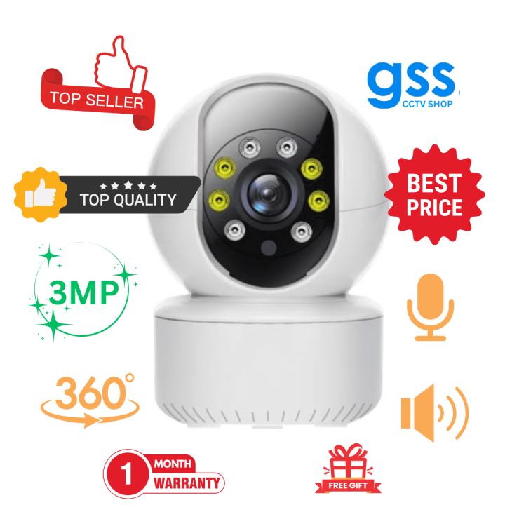 GSS Q1 3MP Wifi Camera - Wifi Smart Camera - CCTV Camera Wifi - Home Security Camera - Smart Camera Wifi - CCTV Wifi - Security Camera For Home Wifi - Camera CCTV - Security Camera - Security Camera For Home - 360 Indoor Camera
