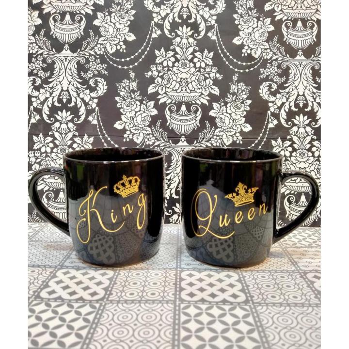 couple mug King and queen Coffee Mug Royal Ceramic Lovely Design 400 ml ,Tea/Coffee Tea Mug for Husband Loved One's Gift (Black) 1 Mug.