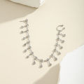 PuRui Bohemia Nose Ring Stud Earrings Rhinestone Tassel Chain Connecting Nose Clip for Women Nostril Piercing Party Jewelry. 