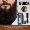 Beard Filler Pen Forked Four-Head Waterproof Repair Moustache Styling Black Dark Brown Hair Enhancer Tint Shape Tool with Brush. 