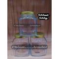 Pack of 3 (500g)../(500ml) Transparent Glass jar with aluminium lid Kitchen Storage Bottle Jar Empty Bottles For Honey Nut Suger Canister Tank Canned Glass Jam-jar. 