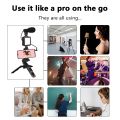 Vlog Shooting Kit Mini LED Video Light | Vlogging Kit Equipment Tripod with Bluetooth Remote for phone Tablet SLR Camera | Flexible Tripod Kit for Live Streaming | Accessories for Mobile Phone  Video Recording Tripod with mic Light. 