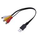 1Pc Usb Male Plug To 3 Rca Female Adapter Audio Converter Video Av A/V Cable Usb To Rca Cable For Hdtv Tv Television Wire Cord. 