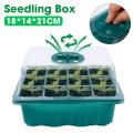 12 Hole Adjustable Breathable Nursery Tray 12 Hole Nursery Box Sowing Heat Preservation and Moisturizing Three-piece Cover Tray. 