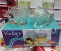 6 Pcs Transparent Glass Mugs Tea Cups Random Designs. 