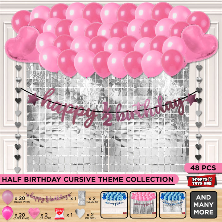 1/2 Birthday Cursive Card Banner Theme Collection For 6 Months, Half Way To One, Half Year Old Baby Boy Or Girl, Half Year Happy Birthday Card Banner Themes, Background Photo Booth For Party Decorations, Half Year For Babies : Ak39hf9g