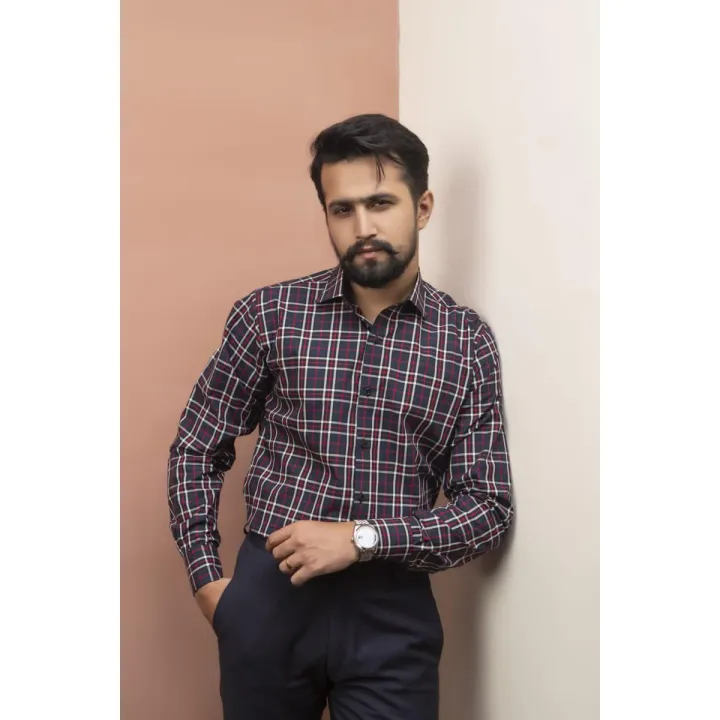 Office Wear Gents Check Dress Formal Shirt For Mixed Cotton Small Medium Large XL For Men and Boys Daraz.pk