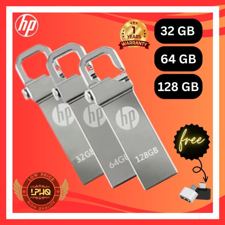 HP USB 32GB 64GB 128GB Flash Drive 3.0/2.0 Metal Body High Speed Flash Memory High Quality USB Drive + Free OTG Adapter Micro [1 YEAR WARRANTY]- Best HP Metal USB Pen Drives