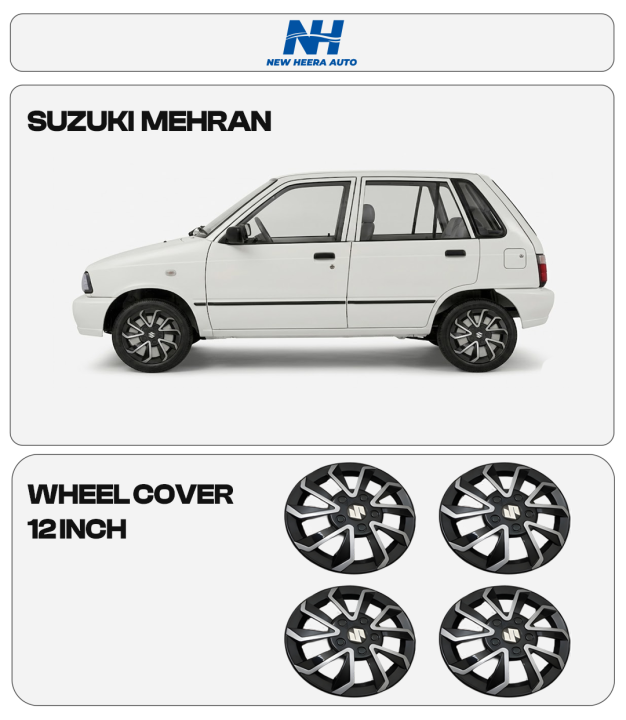 Suzuki Mehran Wheel Covers 12 Inch - Premium Silver & Black Design ...
