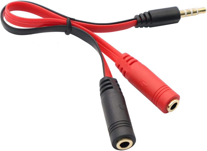 Jack Pin 3.5mm 4 Pole TRRS Male To Two Stereo 3 Pole TRS Female Converter- Two Pin Headphone Earphone Audio Splitter Mic And Speaker Divider Cable Adapter For Mobile Smart Phone PC Laptop