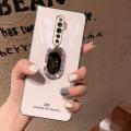 For OPPO Reno2 F / OPPO Reno 2F Back Cover + Rhinestone Ring Holder Stand Shiny Plating Square Bumper Girls Phone Case Soft TPU Silicone Shockproof Protective Cover. 