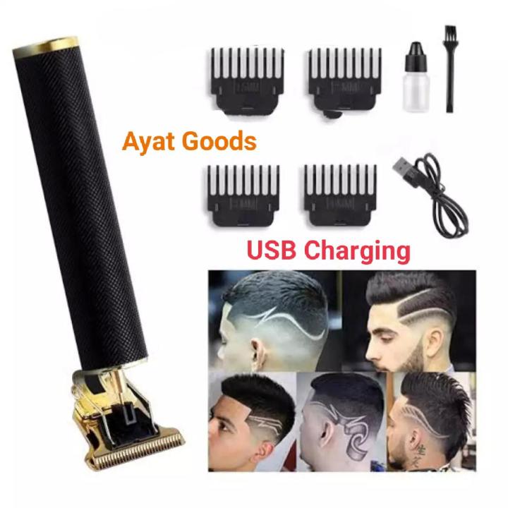Vintage T9 Trimmer for Men Hair Zero Gapped Clipper Professional Cordless Haircut Electric USB Charging Beard Trimmer for Men Wireless Rechargeable Personal Hair Men Grooming Beard Liner. Black