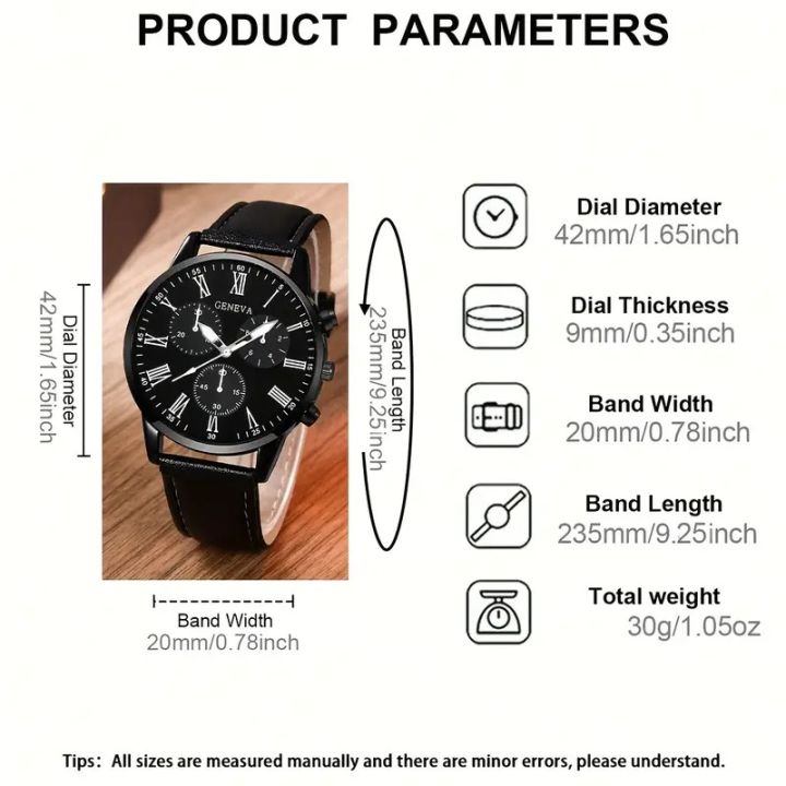 4pcs%20Men'S%20Watches%20Women'S%20Watches%204pcs%20Casual%20And%20Fashionable,%20Rome%20Numerals,%20Round%20dial,%20Quartz%20Watch%20And%20Pendant%20Necklace,%20Cuban%20Bracelet,%20Ring%20Set%20Men%20Party%20Holiday%20Birthday%20Wear%20Or%20As%20Brother%20Suitable%20for%20Festivals%20The%20Best%20Gift%20for%20A%20Man%20No%20Box%20-%20Image%204