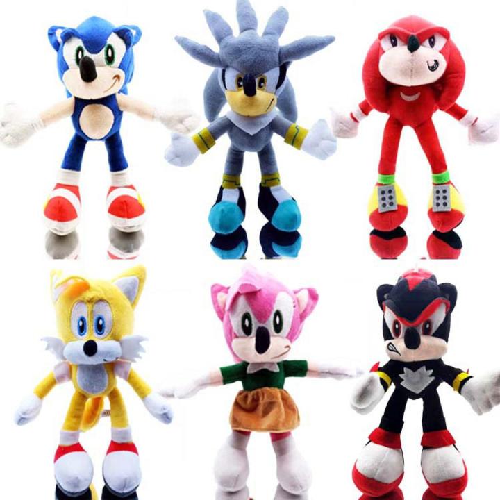 25-28cm Sonic Plush Doll keychain Toys Cartoon PP Cotton Black Blue Shadow Hedgehog Soft Stuffed pendant Toy Kids Birthday Gifts