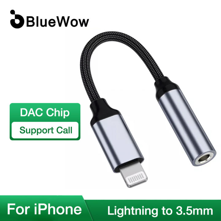 [BlueTooth] BlueWow 09UL Lightning to 3.5mm Jack AUX Phone Cable for iphone 11 pro max 3.5mm Lightning Headphones Audio Adapter Splitter for iphone (support call function)