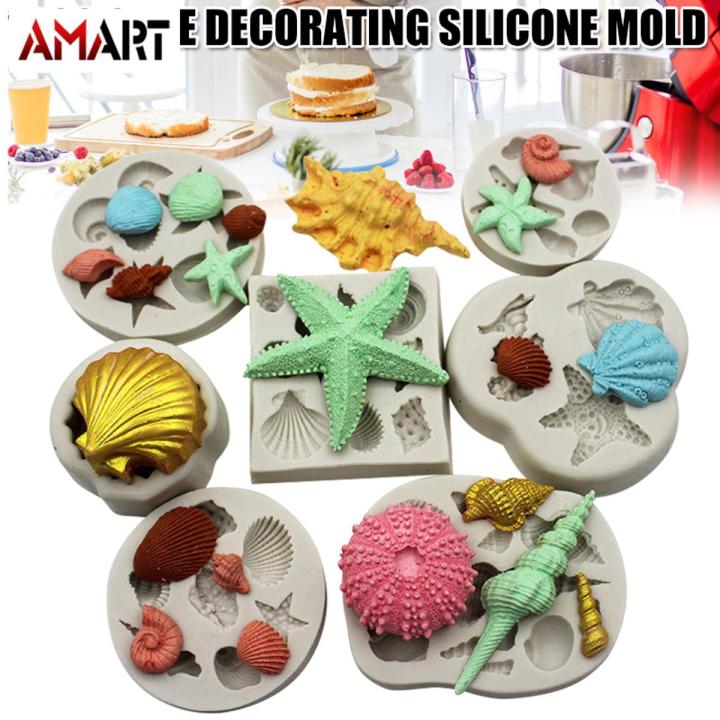 Silicone Mold Set Mermaid Tail Sea Animal Cookie Cake Kitchenware for Home Use