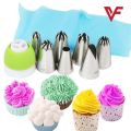 Cakeware 15 Piece Cake Decorating Set Frosting Icing Piping Bag Tips With Steel Nozzles Cupcake Decorating Tip Set Kit. 