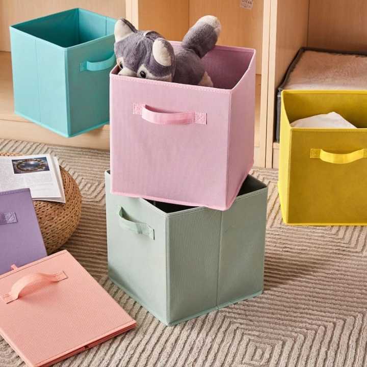 Cube Box- Storage  Box, Stprage Bin- Foldable Fabric Storage Box Square Bin - Lightweight Organizer with Dual Handles for Nursery, Closet, and Drawer - Space-Saving Cloth Baskets for Home Organization