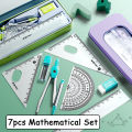 Student stationery, professional compass and ruler drawing 7 pieces/set mathematical ruler set multi-functional charting tool for learning AShines. 