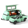 1:32 Diecast Tesla Cyber Truck with Quad Bike and Pickup Trailer RV Set Model Toy | Alloy Metal Body | Music and Lights. 