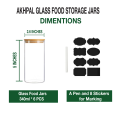 AKHPAL Glass jars with bamboo lids, 6 PieceS spice jars with bamboo lids 340ml,  glass storage jars, glass canisters with wooden airtight lids, labels, glass storage canisters for food, coffee beans, candy, spices. 