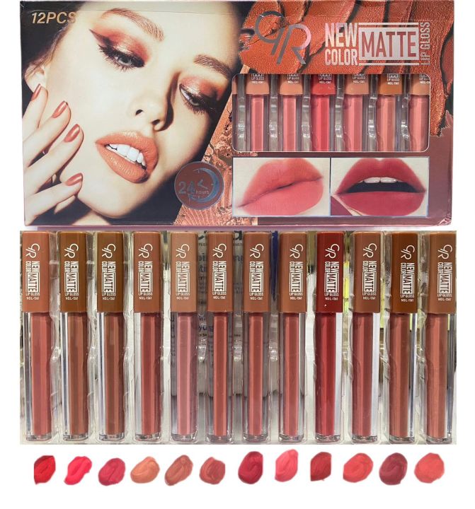 Lip gloss pack of 12 superb long lasting waterproof matte lipgloss,Matte Lip GlossLiquid lip gloss matte finish look color long lasting water proof different shades