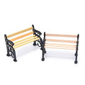 Dollhouse Park Wood Metal Bench Furniture Toys Fairy Garden Mini Courtyard Decor. 