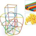 Straws Building Construction Puzzle games Children's Puzzle Straw Blocks Pipette Stitching Assembly Straw Build Blocks Creative learning games Toy for kids. 