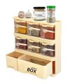 PrettyNeat Storage Box Condiments & Spice Rack With 6 Spice Jars And Spoons - 500ml. 