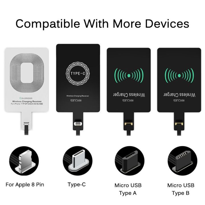 【Sarcasmsm】Qi Wireless Charging Receiver For iPhone 7 6s Plus 5s Micro USB Type C Universal Fast Wireless Charger For Samsung Huawei Xiaomi