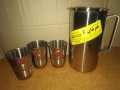 4 Pcs Drinkware Set 1.2 Liter Jug with 3 Glass Set Stainless Steel Rust Free. 