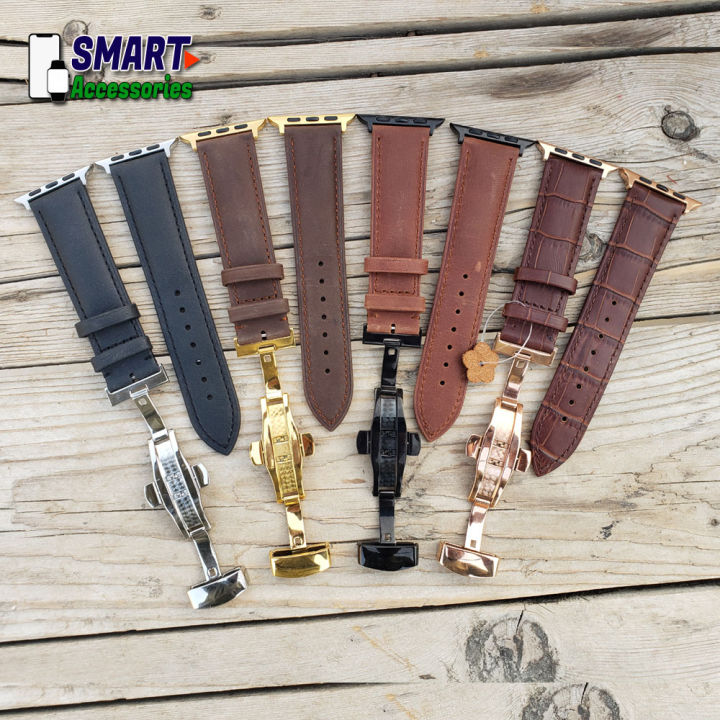 HIgh%20Quality%20Genuine%20Leather%20Watch%20Band%20Strap%20With%20Stainless%20Steel%20Butterfly%20Buckle%20Compatible%20With%20Appl%20Watch%20All%20Series%201,%202,%203,%204%20and%205%20-%20Image%205