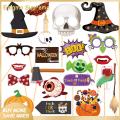 Enigma- Card Halloween Photo Props Spooky Halloween Photo Props Set 20 Pcs Fangs Skulls Witch Hats More for Party Fun. 