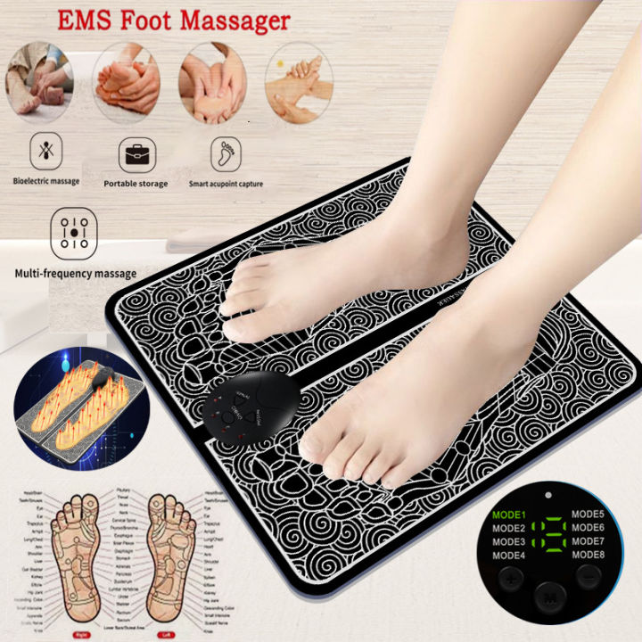 EMS Foot Massager Mat Portable Folding Feet Massage Pad Machine Electronic USB Rechargeable
