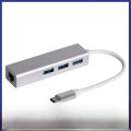 Aluminum Alloy 3.0HUB 100 M Nic Drive-Free Nic +HUB 2.0HUB+100M Mesh Port Type-c Docking station. 
