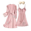 night set 3 piece nightwear for women/sleepwear(night + silk gown). 