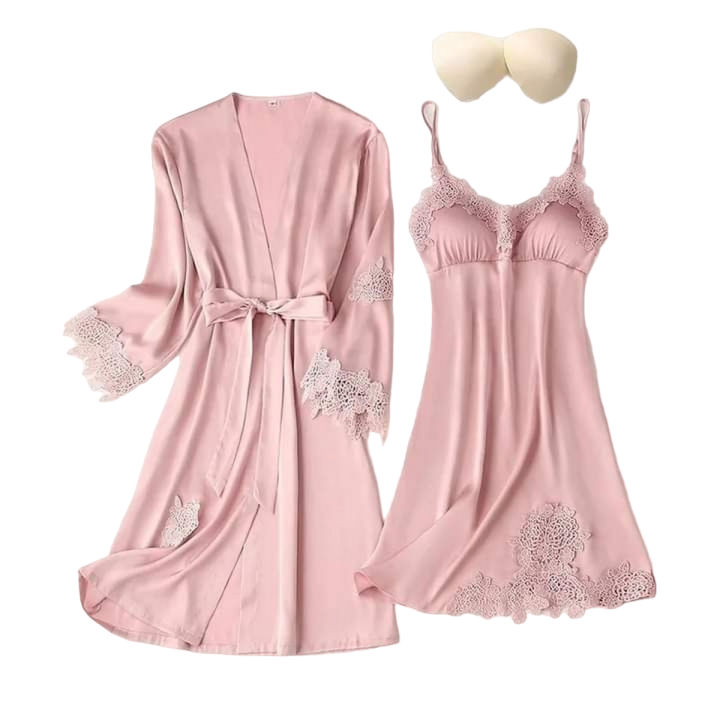 night set 3 piece nightwear for women/sleepwear(night + silk gown)