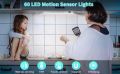 ABCidy Cabinet Lighting, 60 LED Motion Sensor, Pack of 3 Under-Unit Lights, Kitchen Rechargeable, Battery Level Display, 6000 K Cabinet Light for Wardrobe, Stairs, Cupboard, Kitchen, Bedroom [Energy Class E]. 