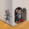 Wall Sticker Anti-mold 3D Two Funny Rats PP Wall Decoration Picture. 
